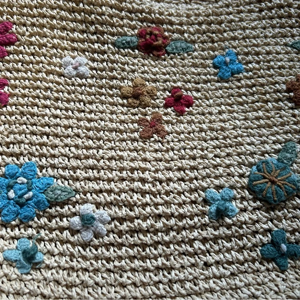 Capelli Straworld Floral Straw Crochet Shoulder Bag Boho Summer Beach Purse - Picture 7 of 16